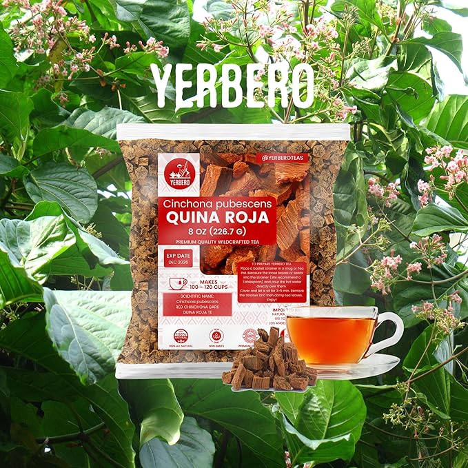 Yerbero - 2 Piece Bundle - Palo De Víbora 1LB (453g) + Quina Roja 1LB (453g) | Duo Tes Herbales De Árbol De la Víbora &amp Red Cinchona Bark | 2 Bag Duo Quina Roja Bark &amp Raiz Palo De Vibora Herb