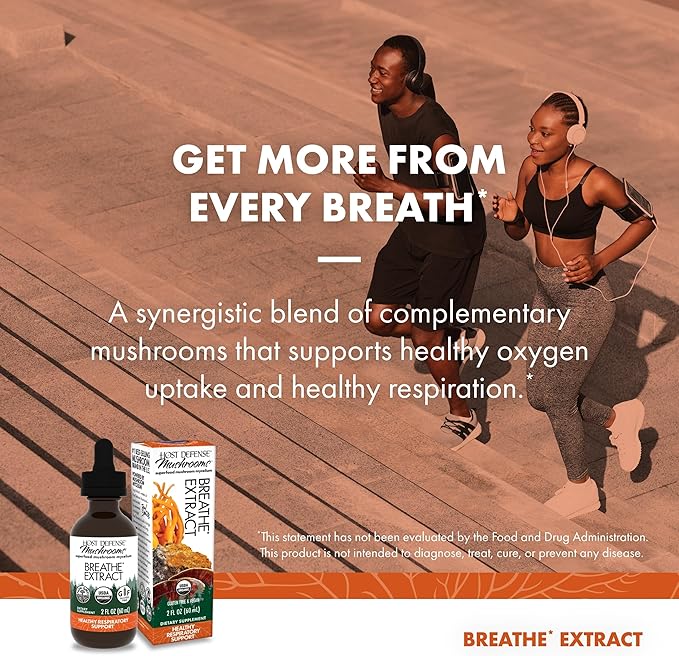 Host Defense Breathe* Extract - Immune &amp Respiratory Support Mushroom Liquid Supplement - Herbal Lung Health Supplement with Chaga Reishi &amp Cordyceps - 2 fl oz (60 Servings)*