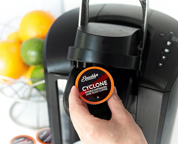 Brooklyn Beans High Caffeine Cyclone Gourmet Coffee Pods Compatible with 2.0 Keurig K Cup Brewers 72 Count