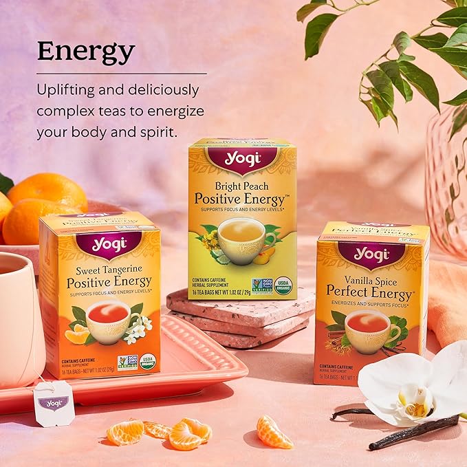 Yogi Tea Spicy Hibiscus Blossom Positive Energy Tea - 16 Tea Bags per Pack (6 Packs) - Organic Herbal Tea to Support Energy - Includes Black Tea Leaf Hibiscus Flower Cinnamon Bark &amp More