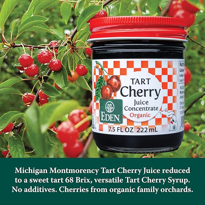 Eden Organic Montmorency Tart Cherry Juice Concentrate 68 Brix No Artificial or Refined Sugars Michigan Cherries 7.5 Fl Oz