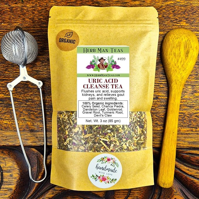 URIC ACID CLEANSE TEA – Kidney Cleansing &amp Joint Support – Organic Loose Leaf – by Master Herbalist Khabir | Celery Seed Chanca Piedra &amp Goldenrod