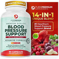 PurePremium Beet Root Capsules for Blood Pressure Support – 14-in-1 Formula with Beetroot Powder Hawthorn Hibiscus &amp Garlic for Normal Nitric Oxide Production &amp Heart Health – Non-GMO - 90ct