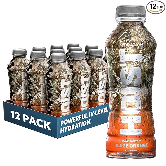 HOIST Premium Military Hydration Electrolyte Drink Powerful IV-Level Hydration Clinically Proven Dye Free Performance Drink Blaze Orange 16 Fl Oz (Pack of 12)