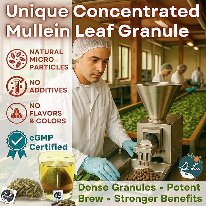 Dr. Lu’s Organic Mullein Leaf Tea | High-Altitude Grown in the Rocky Mountains | Pure Botanical Respiratory Support | 30 x 3g Premium Fill Corn Fiber Pyramid Bags (No Plastic No Nylon)
