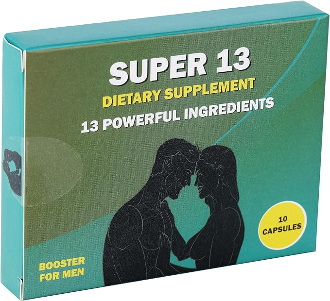 Super 13 Fast Acting Herbal Male Supplement for Men. 13 Potent Ingredients - Horny Goat Weed Tongkat Ali Maca &amp More for Energy Vitality Stamina Endurance and Performance Enhancer Pills 10 Caps