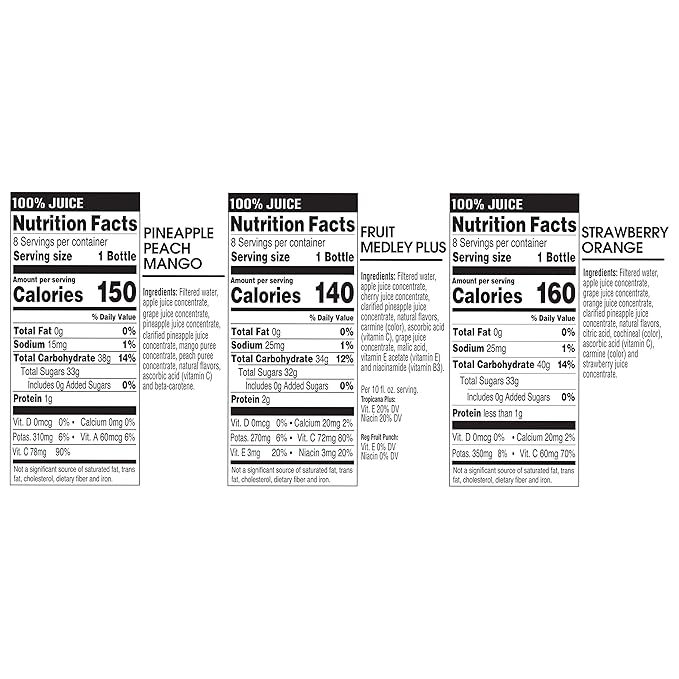 Tropicana 100% Juice 3-Flavor Fruit Blend Variety Pack 10 Fl Oz Bottles (Pack of 48)