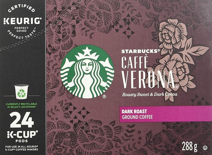 Starbucks Caffe Verona Dark K-Cup for Keurig Brewers 24 Count (Pack of 4)
