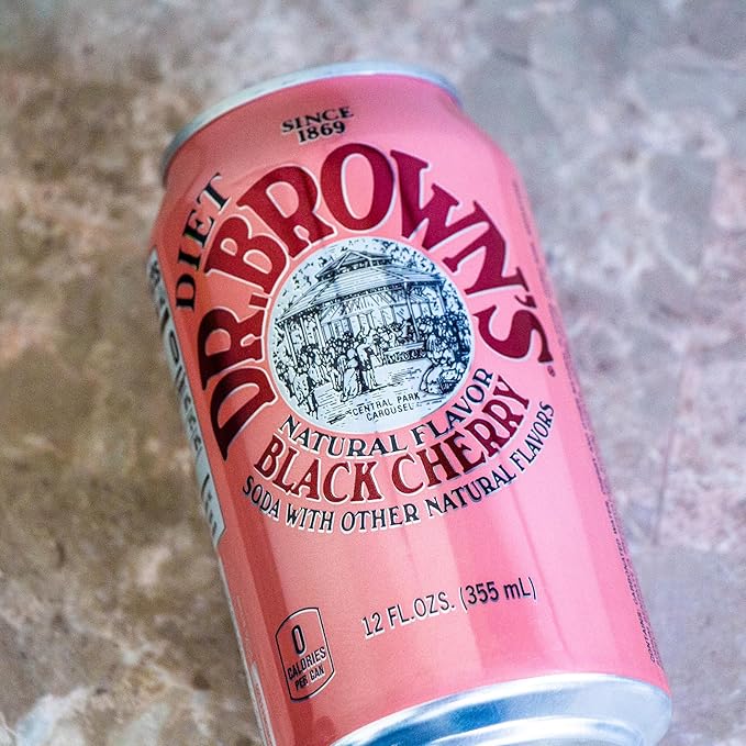 Dr Brown's Diet Black Cherry Soda - Smooth Refreshing Crisp Cherry Flavors - 12 12oz Cans