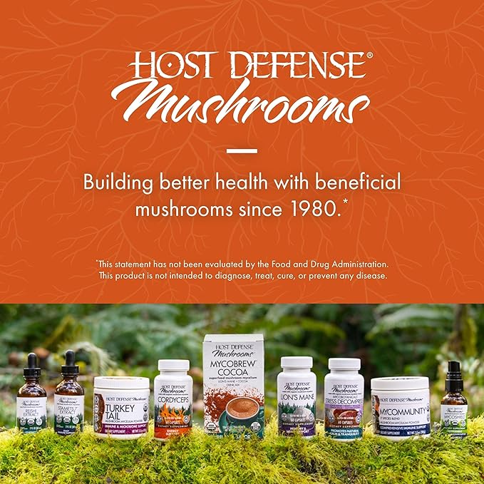 Host Defense Breathe* Capsules - Immune &amp Respiratory Support Mushroom Supplement - Herbal Lung Health Supplement with Chaga Reishi &amp Cordyceps - 30 Capsules (15 Servings)* (Pack of 2)