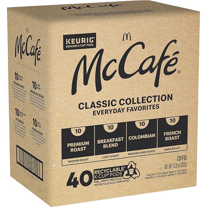 McCafe Classic Collection Single-Serve Coffee K-Cup Pods Classic Collection Variety Pack 40 Count