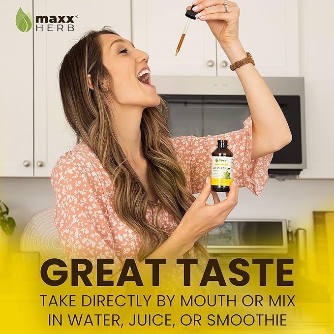 Maxx Herb Lemon Balm Extract - Max Strength Liquid Tincture Absorbs Better Than Capsules or Tea for Nervous System Support &amp Stress Management - Alcohol Free - 4 Oz Bottle (60 Servings)