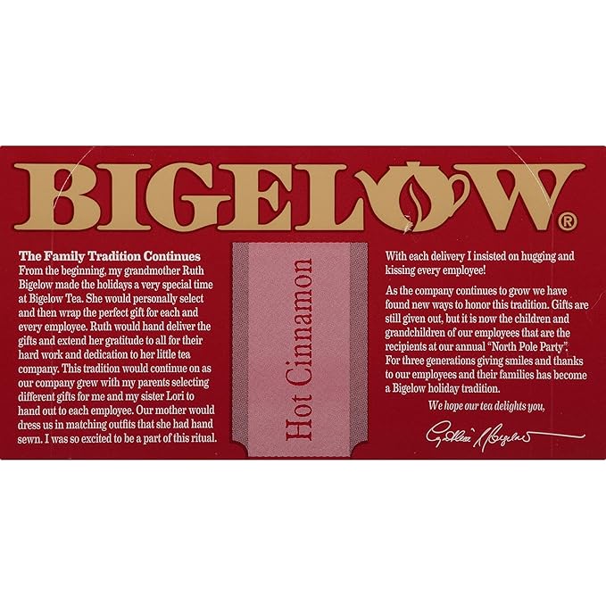 Bigelow Hot Cinnamon Black Tea Bags 18 Count Box (Pack of 6) Caffeinated Black Tea 108 Tea Bags Total