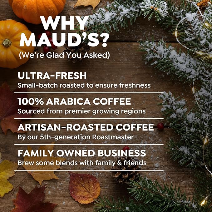 Maud’s Holiday &amp Fall Flavored Coffee Pods Variety Pack Bundle 48ct 11 Assorted Seasonal Flavors Medium Roast Coffee in Single Serve Pods 100% Arabica Coffee Compatible with Keurig K Cups Make