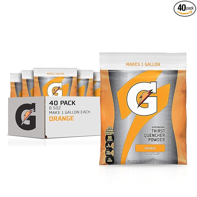 Gatorade Thirst Quencher Powder Makes 1 Gallon/Pouch 40 Count Orange 372.8 Oz