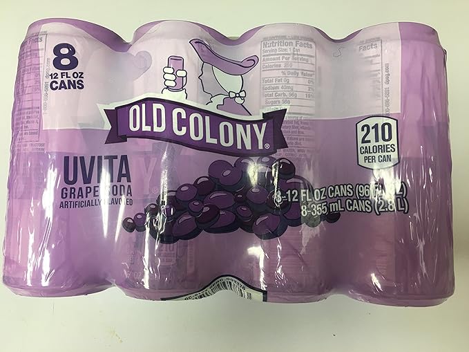 OLD COLONY UVA - Puerto Rico's Favorite Grape Flavored Soda - 12 oz cans - 8 Pack