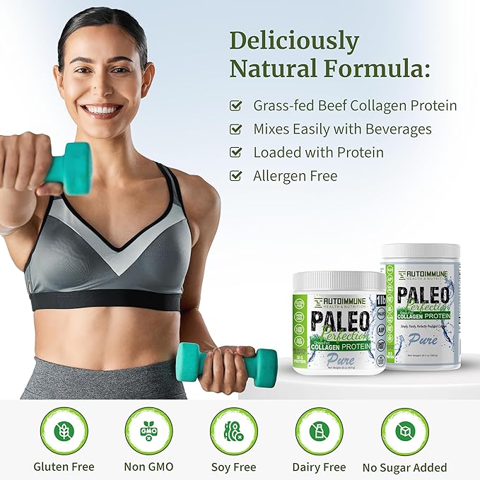 Paleo Perfection Pure Grass Fed Beef Collagen Protein Powder - Paleo Keto SCD &amp AIP Protein Powder - Collagen for Women &amp Men - Soy Gluten Dairy Free &amp Non GMO 1 lb Protein Powder