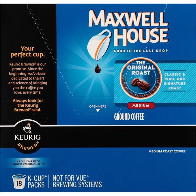 Maxwell House Original Roast Coffee K-CUP Pods 18 Count (Pack of 6)