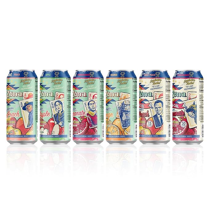 AriZona x Fallout Green Tea Energy Drink Variety Pack - 6 Flavors 15 fl oz (Pack of 12) - 190mg Caffeine per Can
