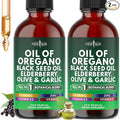 NEW AGE Oil of Oregano Drops - Black Seed Oil Elderberry Vitamin D D3 K2 Olive Garlic - Immune Support Supplement Wellness Formula Zinc Supplements Liquid - 4Fl Oz