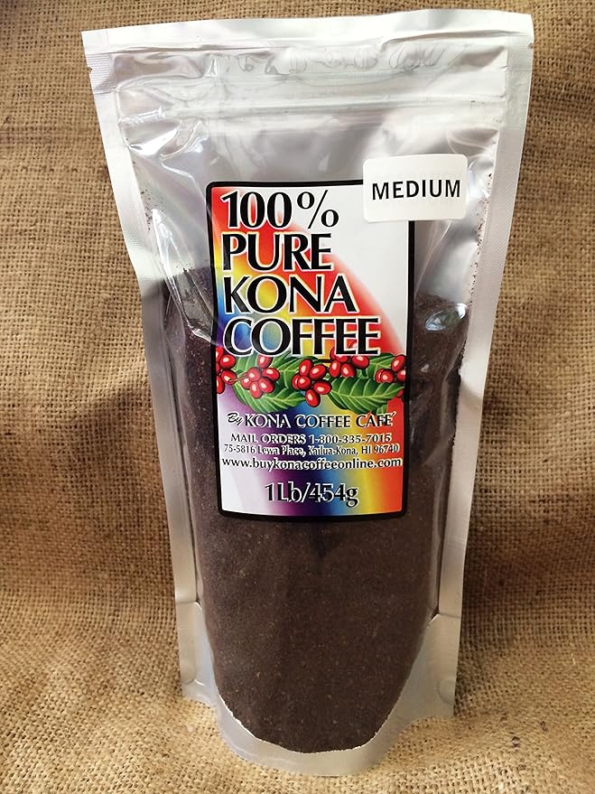 100% Kona Coffee Medium Roast Ground - 1 Pound