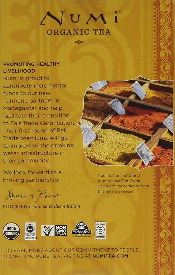 Numi Turmeric Tea Three Roots 1.42 Oz Bag 12/box (Pack of 3)