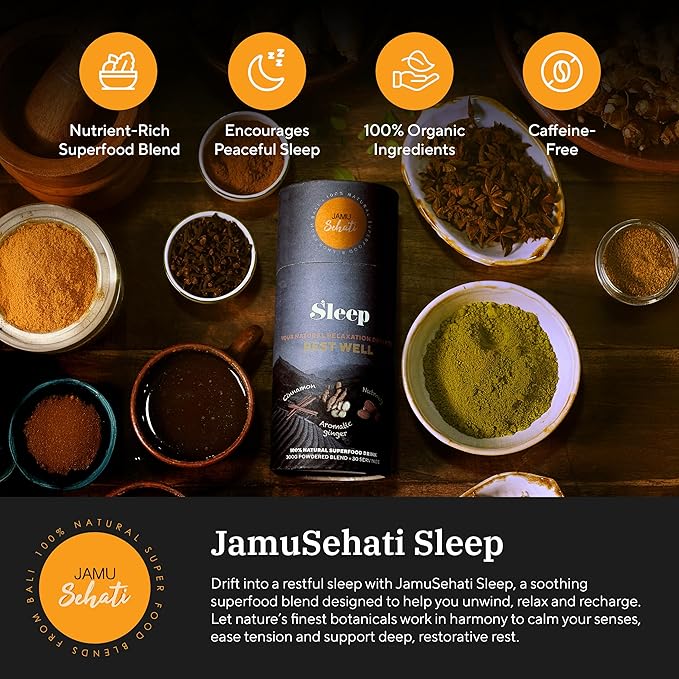JAMUSEHATI Sleep Natural Superfoods Blend from Bali Containing Ginger Nutmeg Cinnamon and Star Anise Cylinder (300g)