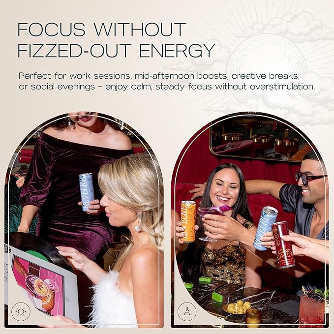 Revelre Functional Social Tonic with Ketones and Adaptogens - Mindful Blend for Focus and Calm - Ketones Magnesium B12 Reishi &amp Cordyceps Mushrooms - Non Alcoholic - Berries &amp Cream12 oz (