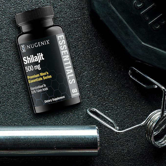 Nugenix Essentials Shilajit Capsules Supplement for Men and Women - 500mg Standardized to 50% Fulvic Acids Himalayan 60 Capsules