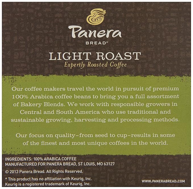 Panera Bread Coffee Light Roast 12 Count