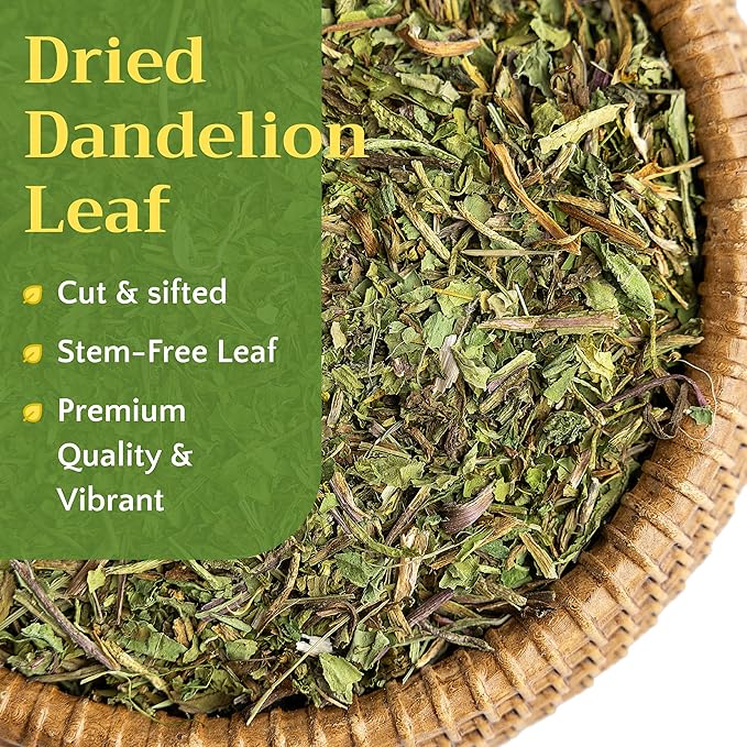 Natural Dandelion Leaf Herb Tea - Cut and Sifted Dried Leaves - Loose Herbal Bulk 1lb (16 oz)