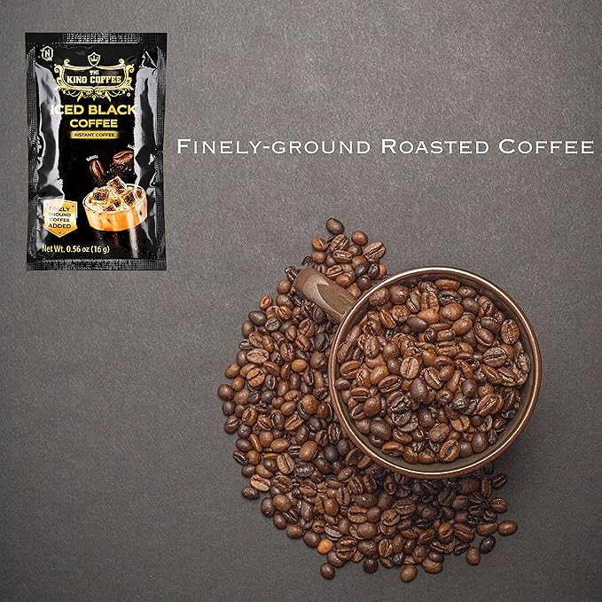 King Coffee Iced Black Instant Coffee - Finely Ground Robusta and Arabica Blend from Vietnam | 10 Sachets (0.56 oz/16g each) | 5.6 oz (Pack of 1)
