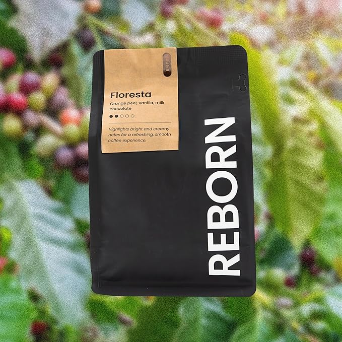 Reborn Coffee Specialty Whole Bean Coffee Medium Roast 12 Ounce Reborn Signature Floresta Espresso Blend Flavor Notes of Chocolate Vanilla and Orange
