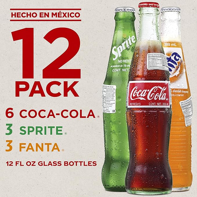 Mexican Coke Fiesta Pack 12 fl oz Glass Bottles 12 Pack