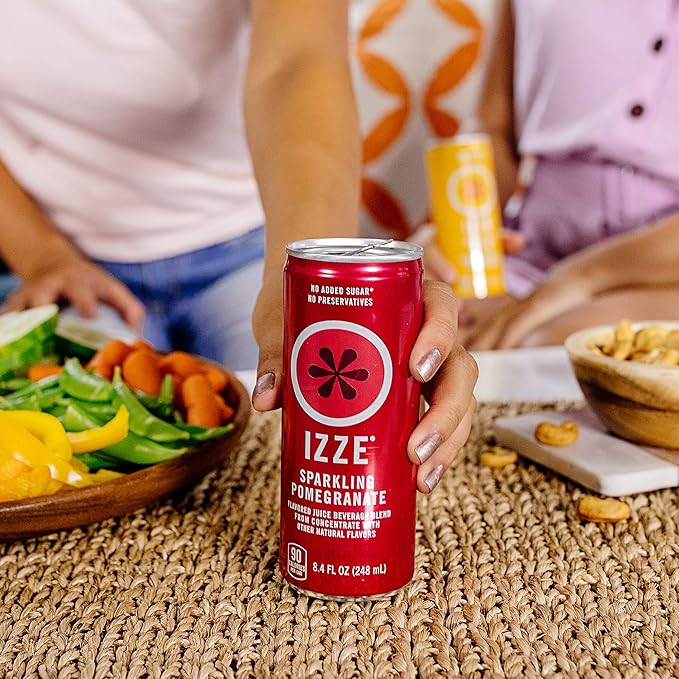 IZZE Sparkling Juice Beverage BlendSunset Variety PackClementinePeachCherry LimePomegranateNo Sugar Added8.4 Fl Oz(Pack of 48)