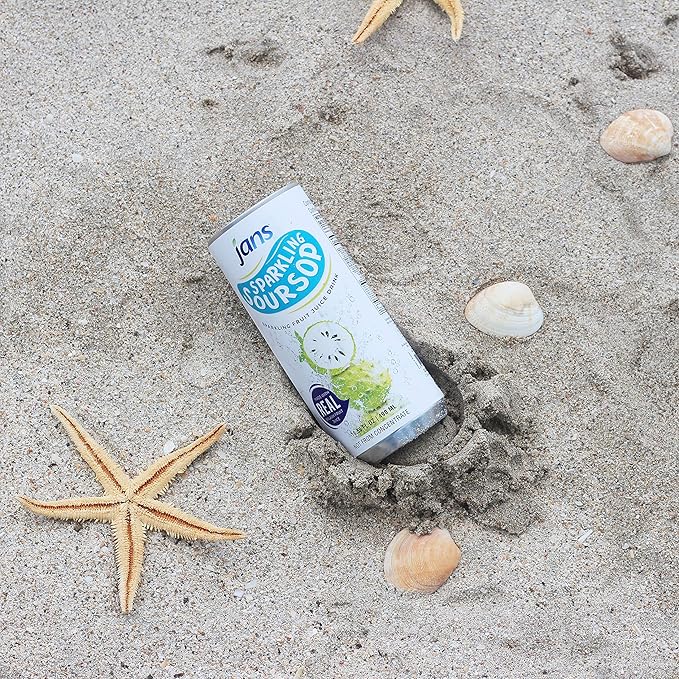 JANS Sparkling Soursop Soda Drink 16.9 oz (Pack of 12) Guanabana Soda Drink |100% Pure Soursop Graviola | NOT From Concentrate Refreshing Taste of the Tropics
