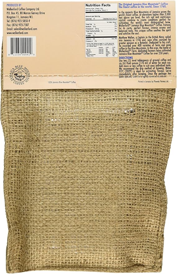 Roasted and Ground 100% Jamaica Blue Mountain Coffee 4oz (114g) Bag