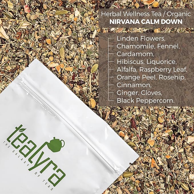 Tealyra - Calm Down - Nirvana - Chamomile Ginger Hibiscus - Wellness and Relaxing Herbal Loose Leaf Tea - Detox Tea - Caffeine-Free - All Natural - 220g (8-ounce)
