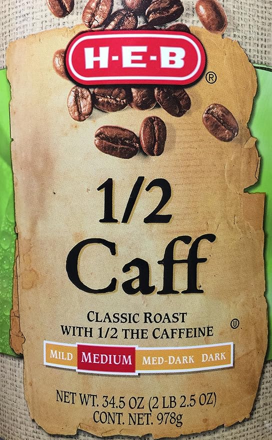 H‑E‑B 1/2 Caff Classic Roast Medium Roast Ground Coffee - 34.5 oz