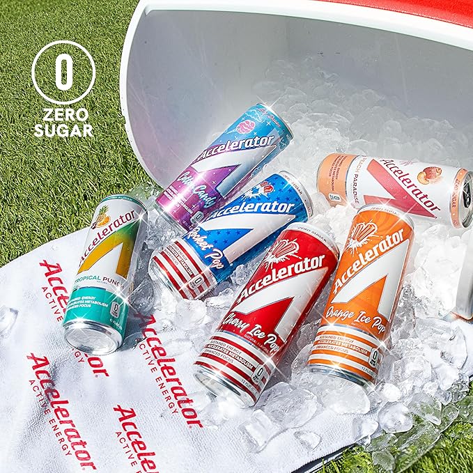 Accelerator Energy Drink Ultimate Variety Pack 12oz can (12 pack) Zero Sugar Sustained Energy from 100% Natural Caffeine (200mg from Green Coffee Bean &amp Green Tea extract)
