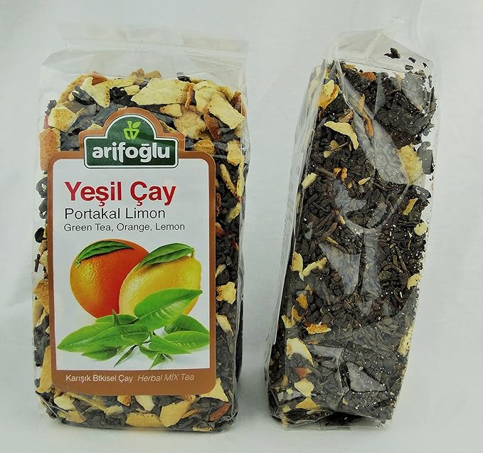 Arifoglu Natural and Pure Green Herbal Tea Series (With Orange and Lemon (Pack of 2))