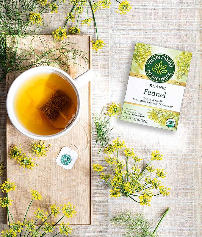 Traditional Medicinals Organic Fennel Herbal Tea Promotes Digestive Health (Pack of 6) - 96 Tea Bags Total