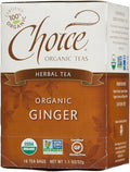 Choice Organic Teas Herbal Tea 16 Tea Bags Ginger Caffeine Free